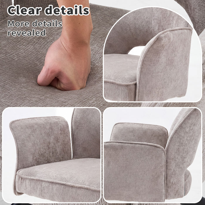 Dining Chair With Soft Cushion And 360° Rotation, Comfortable Armrest For Kitchen (Set of 2) - Gray