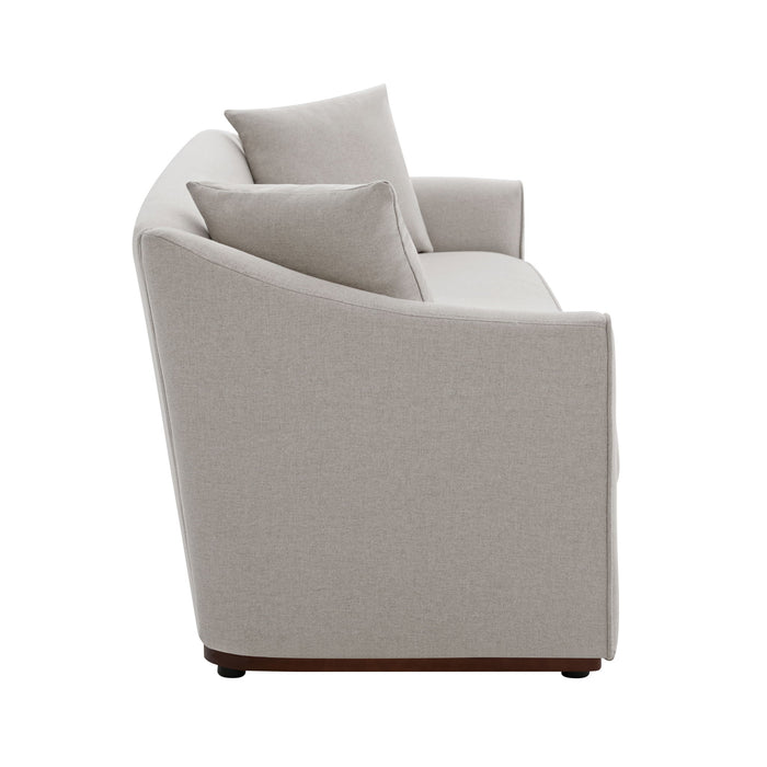3 Seater Sofa With Wrap Around Armrests And Throw Pillows