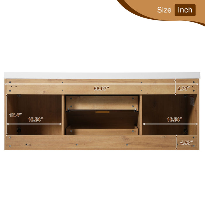 Double Sink Bathroom Vanity Soft Close Doors, Divided Drawers, Wall Mounted - Wood