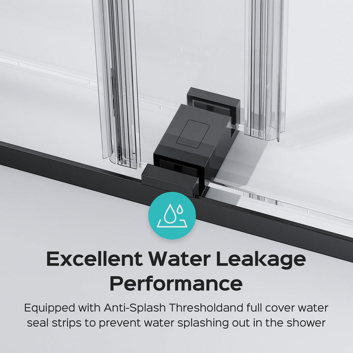 Frameless Double Sliding Soft-Close Shower Door, 3 / 8" (10Mm) Thick SGCC Tempered Glass Door, Matte