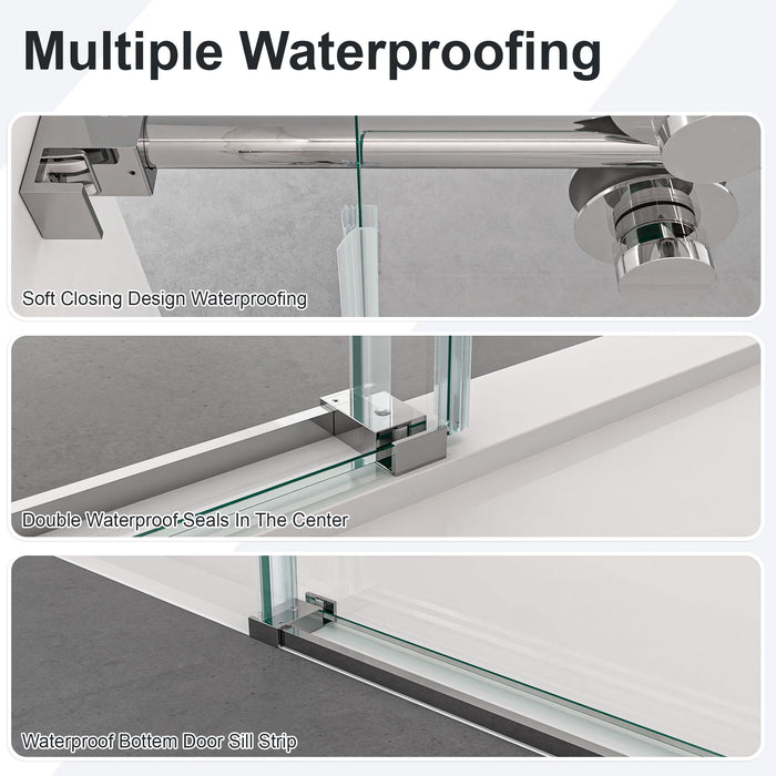 Frameless Single Sliding Shower Door With Clear Tempered Glass