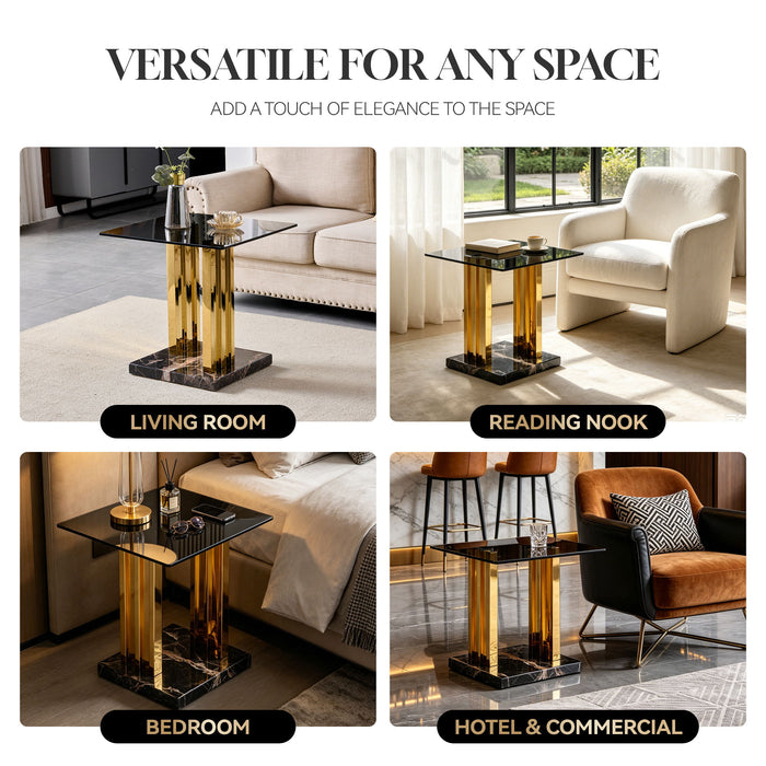 Side Table - Gray / Gold