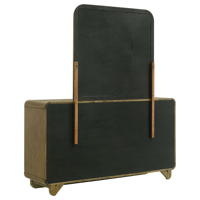 Bernardo - 6 Drawer Dresser And Mirror With Rounded Corners - Nutmeg Brown