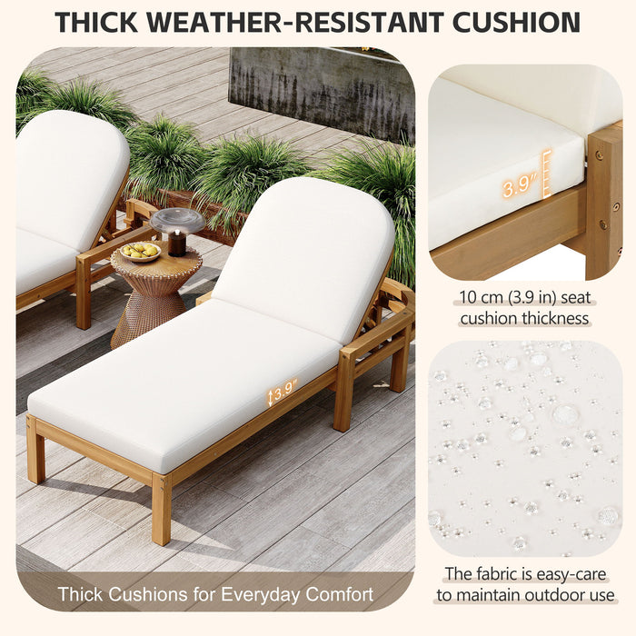 Outdoor Chaise Lounge With 5 Position Adjustable Backrest (Set of 2)
