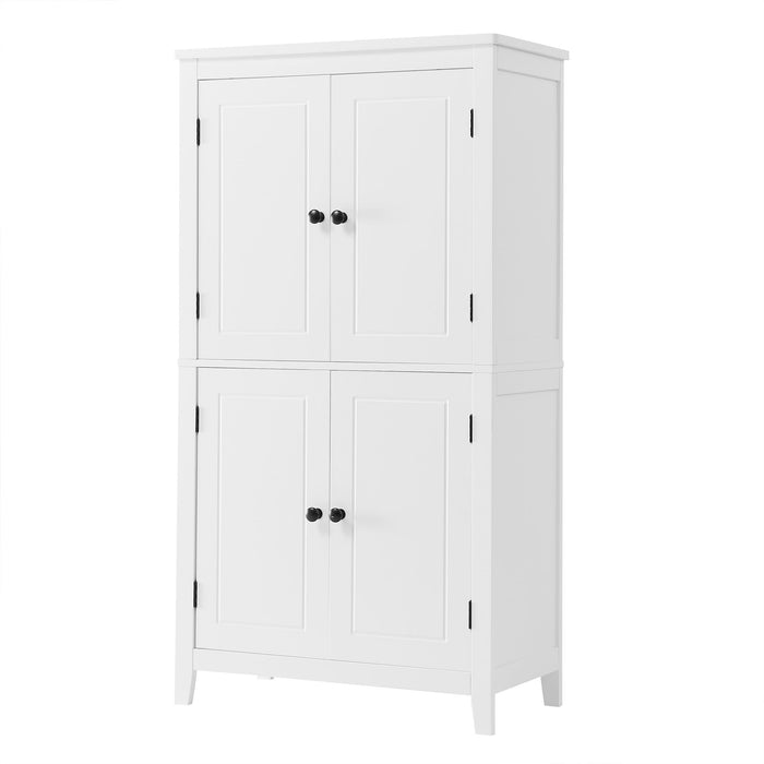 Elegant Bathroom Floor Storage Cabinet With 4 Doors, Adjustable Shelves