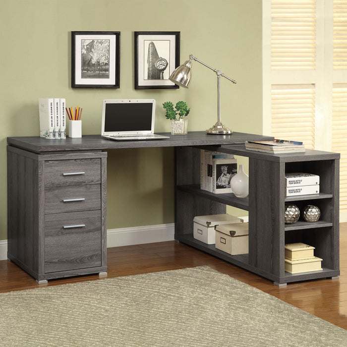 Tona - L-Shape Computer Desk With 3 Drawers And 5 Shelves