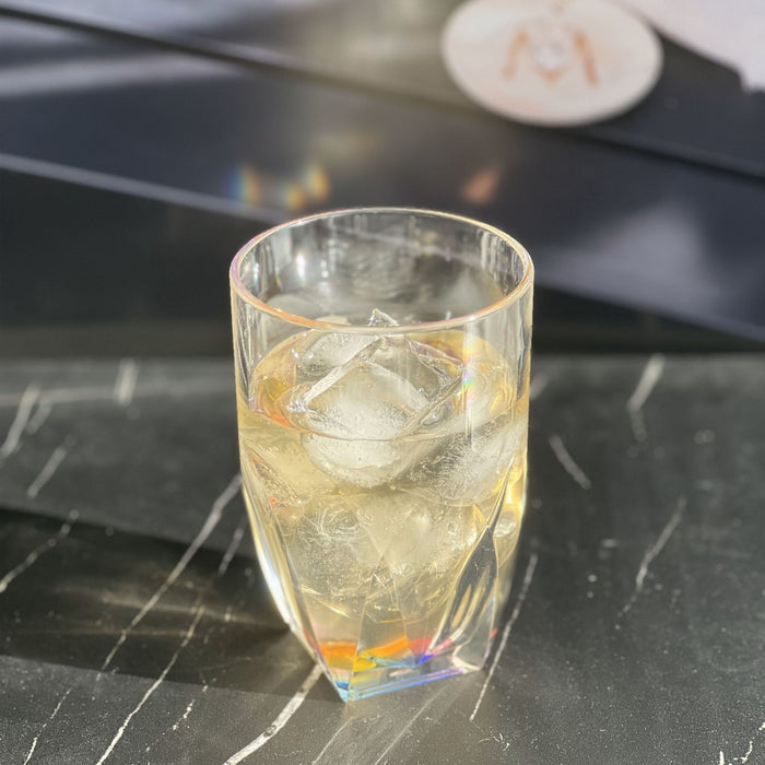 Rainbow Diamond Acrylic Glasses Drinking (Set of 4) Hi Ball 17Oz, Bpa Free Plastic Cocktail Glasses - Clear