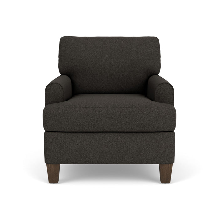 Moxy - Fabric Chair, T-Shaped Seat Cushion, Rounded Mailbox Arms
