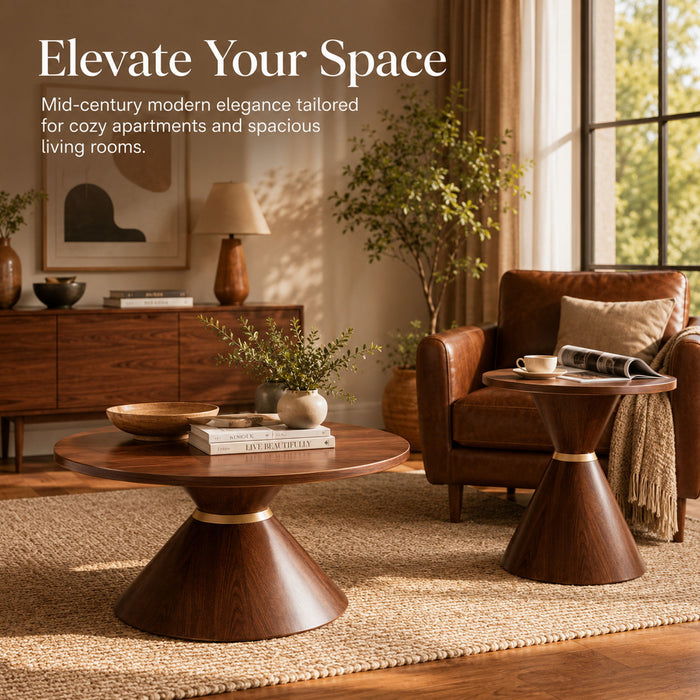 2 Piece Round Coffee Table Set For Living Room