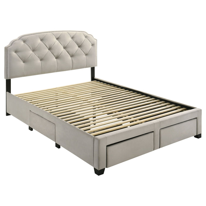4 Drawer Upholstered Storage Bed With Button Tufting