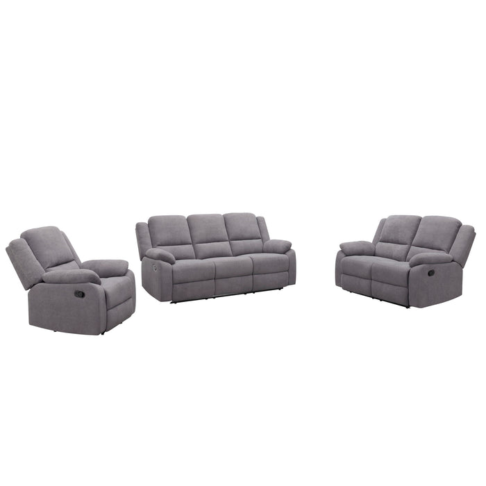 3 Piece Reclining Sofa Set With 150° Deep Recline, 3 Seat Couch, Loveseat & Single Recliner - Gray