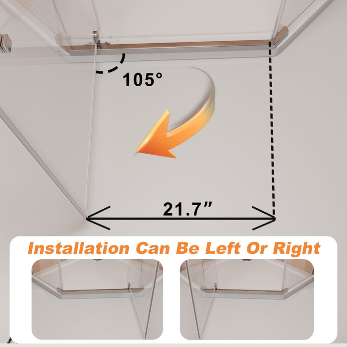 Frameless Neo Angle Shower Door WithTempered Glass