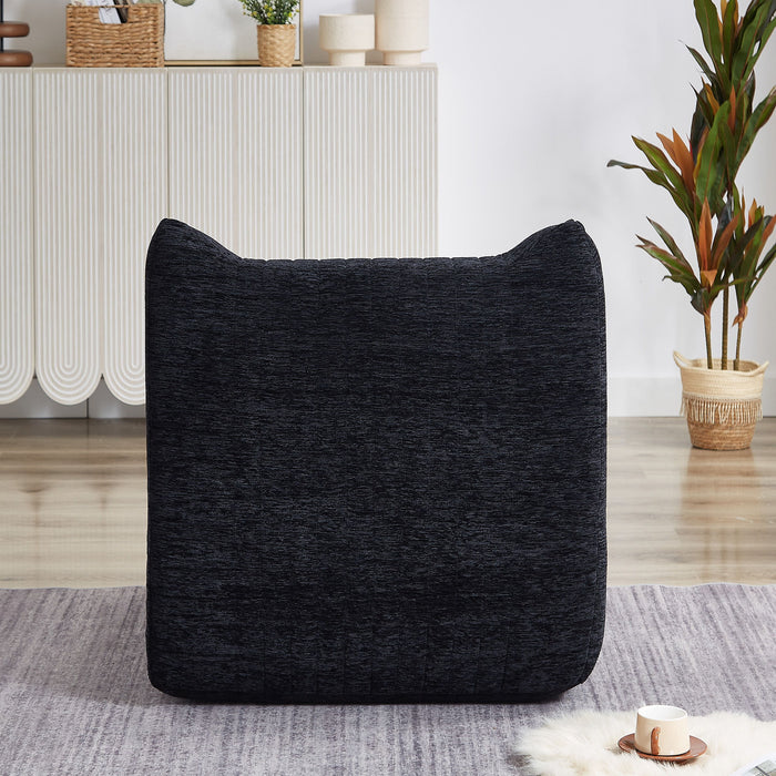 Bean Bag Chair With Armrests Oversized Comfy Beanbag Lounge Lazy Floor Sofa Accent Chair For Living Room - Black