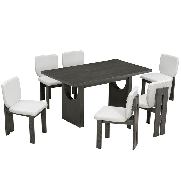 Dining Table Set For 6 With Upholstered Chairs
