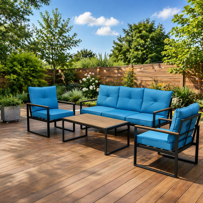 Oversized Outdoor Conversation Set, 5 Seater - Blue