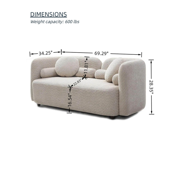 2 Seater Sofa Couch For Living Room - Light Beige