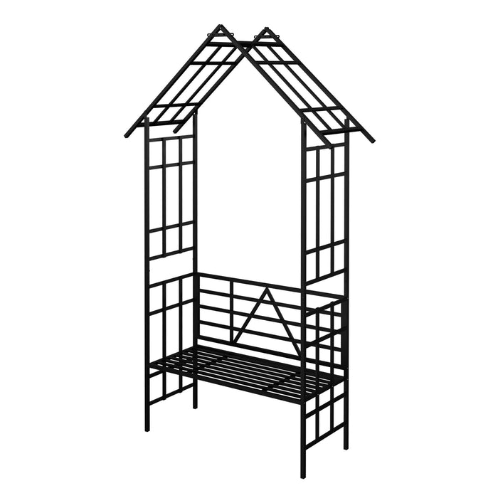Garden Arch With Bench Turned Into Flower Stand Climbing Plants Support Outdoor - Black