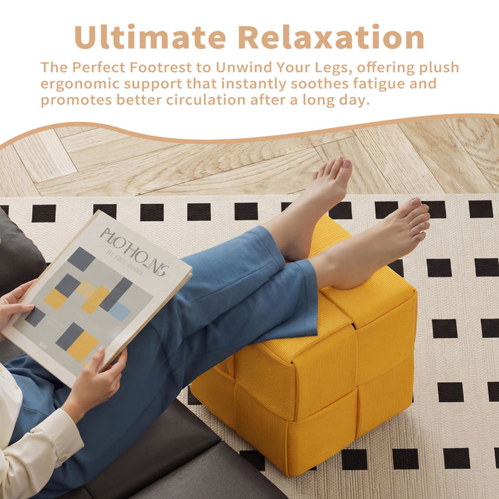 Modern Ottoman Foot Rest With Woven Design