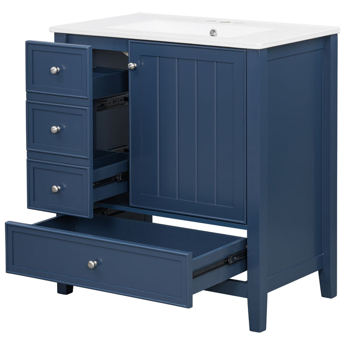 Modern Bathroom Vanity With Sink, 1 Cabinet & 3 Drawers