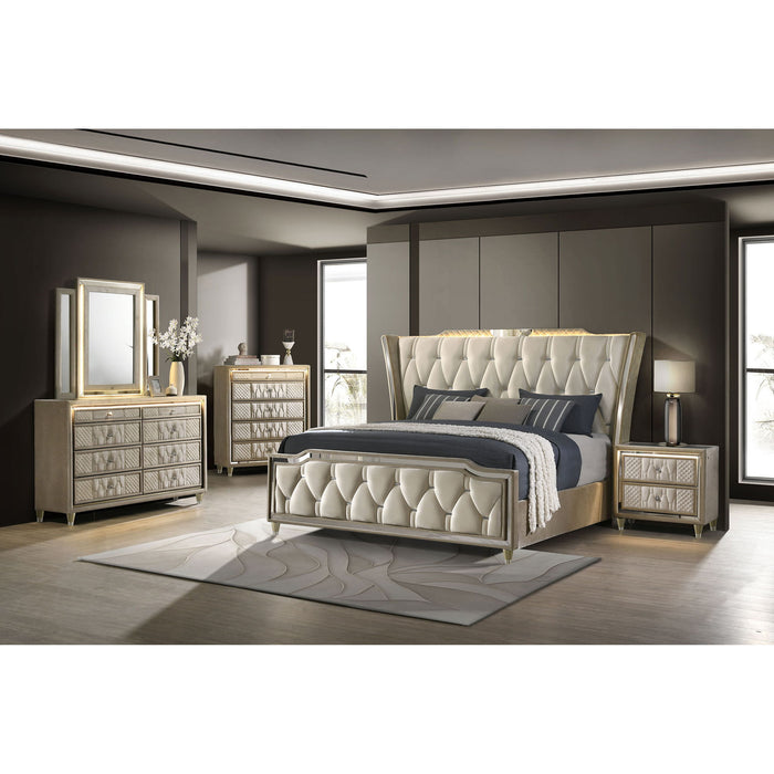 Mika - 8 Drawer LED Dresser With Mirror - Ivory