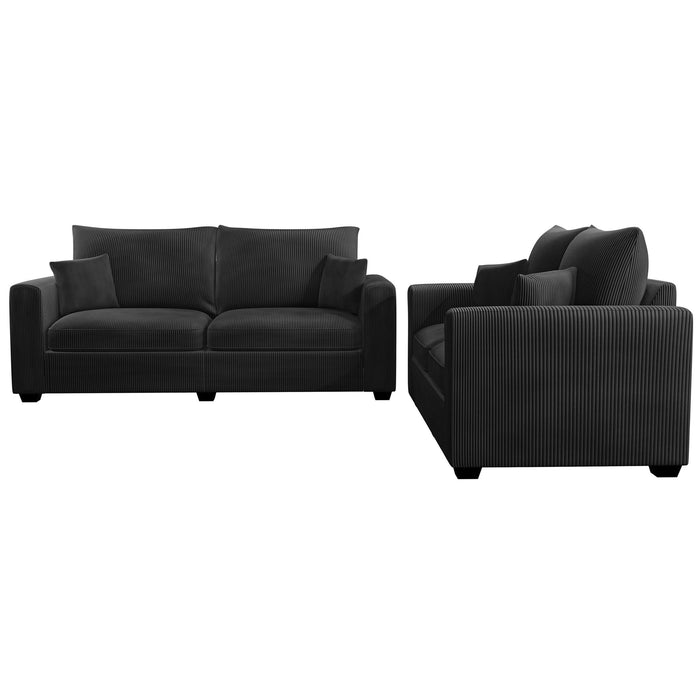 2 Piece Contemporary Style Sofa Set With Matching Pillows