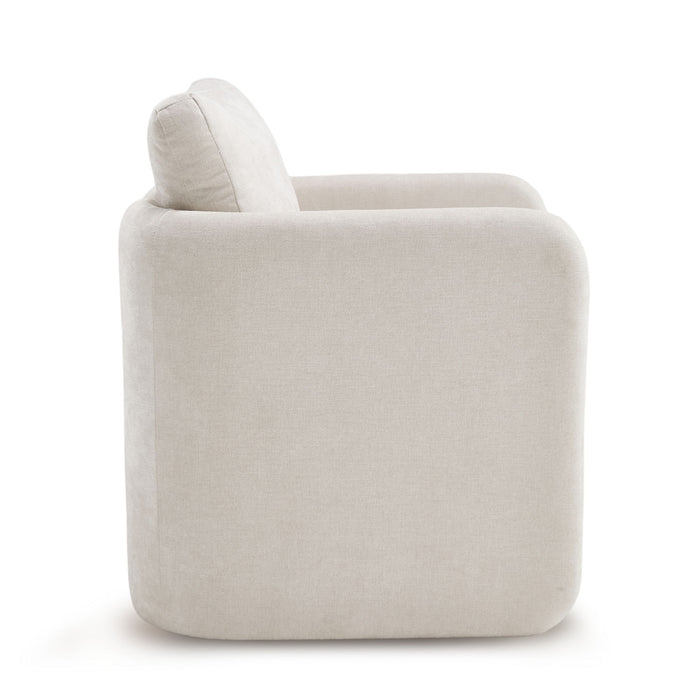 Armchair With Low Profile Curved Frame - Beige