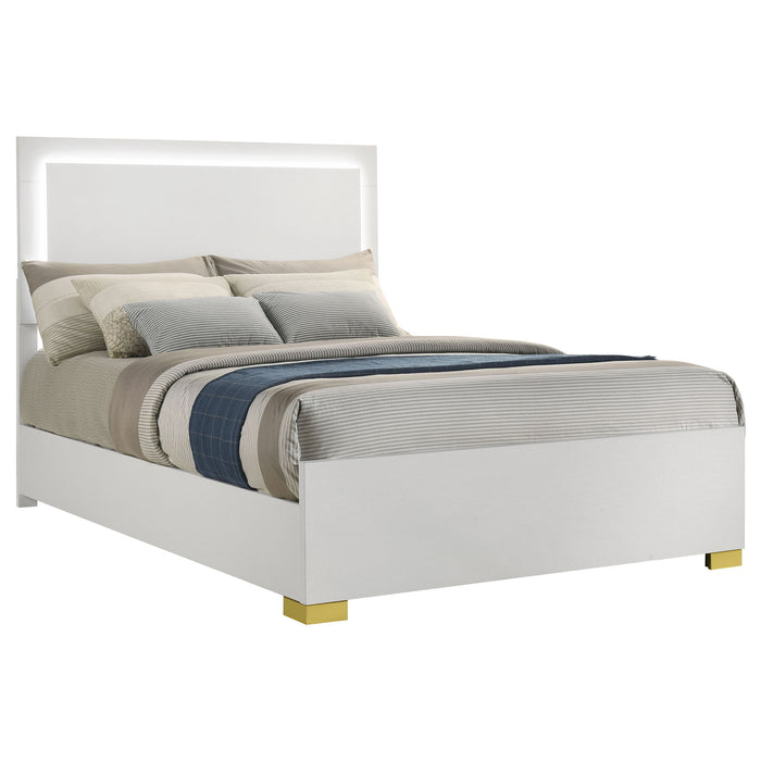 Full LED Panel Bed With Touch Activated Lighting - White