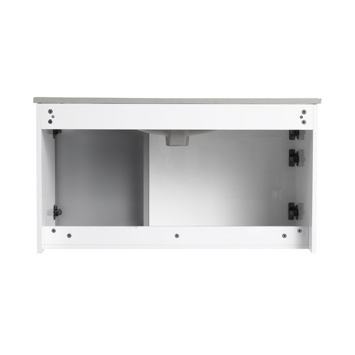 Wall Mounted Bathroom Vanity With Sink, 2 Soft Close Doors, Cabinet & Half Door