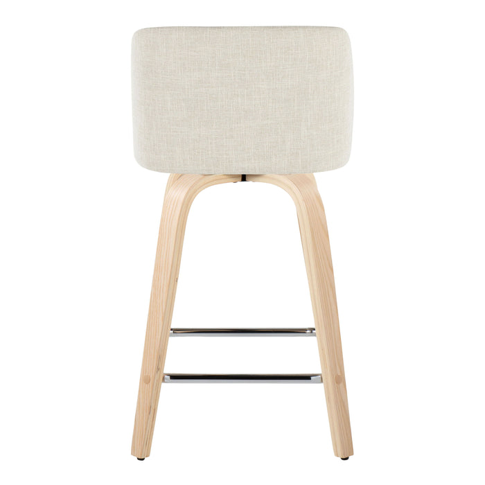 Toriano - Contemporary Fixed Height Counter Stool Swivel With Square Footrest (Set of 2)