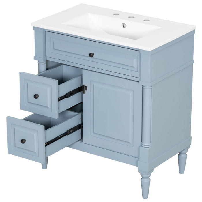 Modern Bathroom Vanity With Sink, Freestanding Cabinet With Flip Drawer & Adjustable Shelf