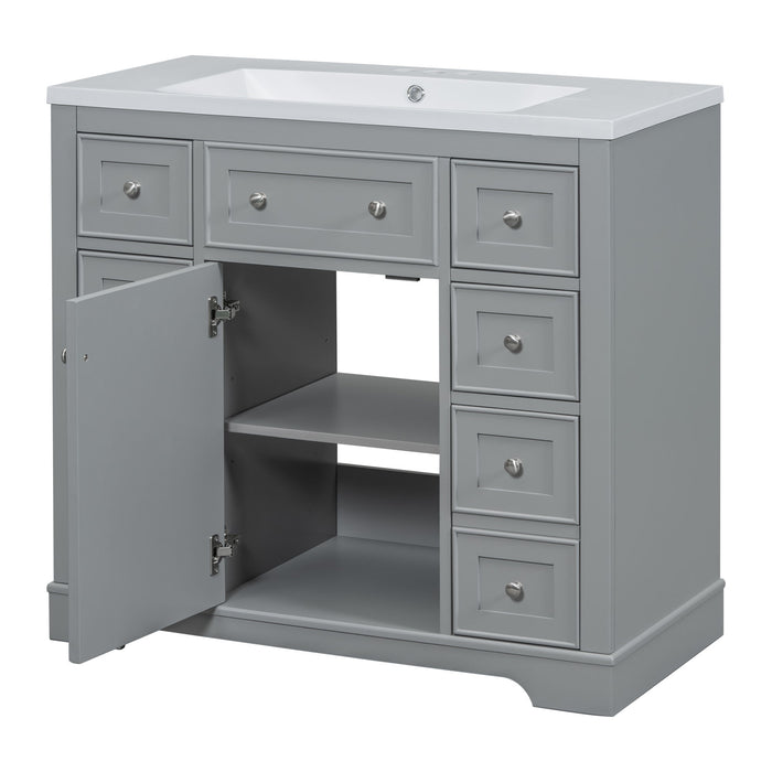 Modern Bathroom Vanity With Sink Combo, 6 Drawers And 1 Cabinet