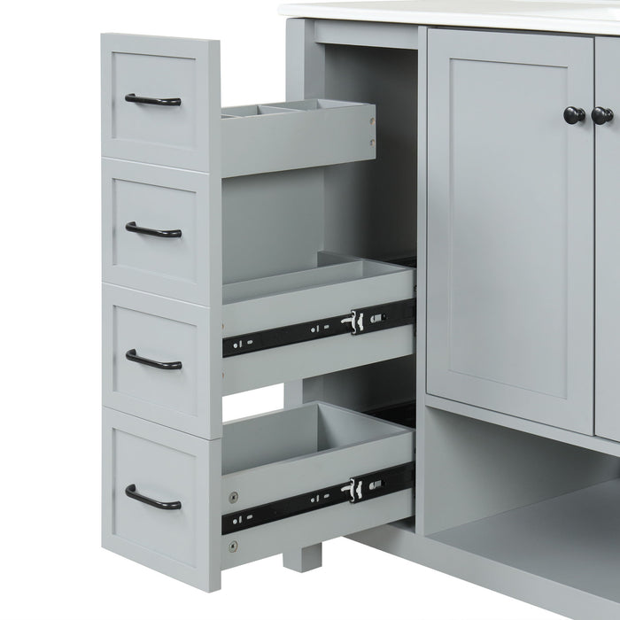 Bathroom Vanity With Sink Top, Bathroom Vanity Cabinet With 2 Doors And 2 Drawers, Open Shelf