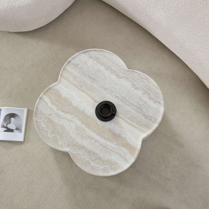 Clover Round Coffee Table With Open Storage - Marble
