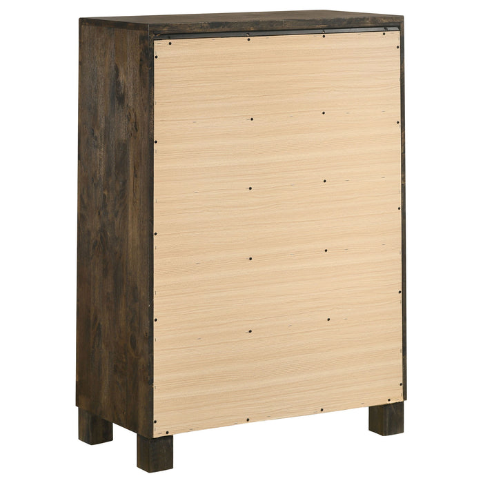 Bren - 5 Drawer Chest With Handles And Block Legs - Rustic