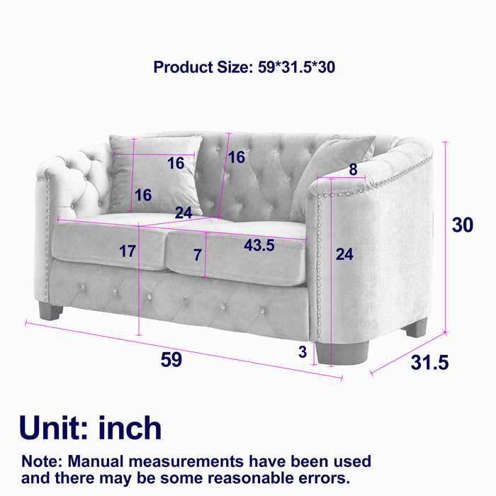 Modern Chesterfield Sofa With Tufted Backrest For Living Room