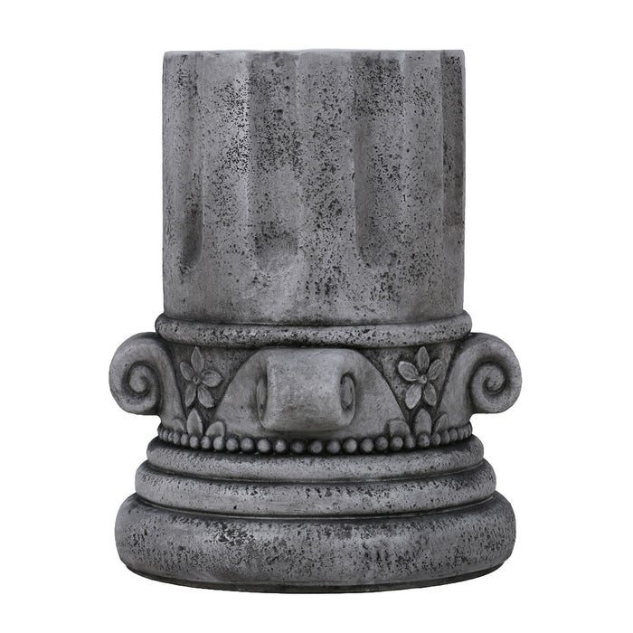 Outdoor End Table, Round Side Table For Patio And Garden - Antique Gray