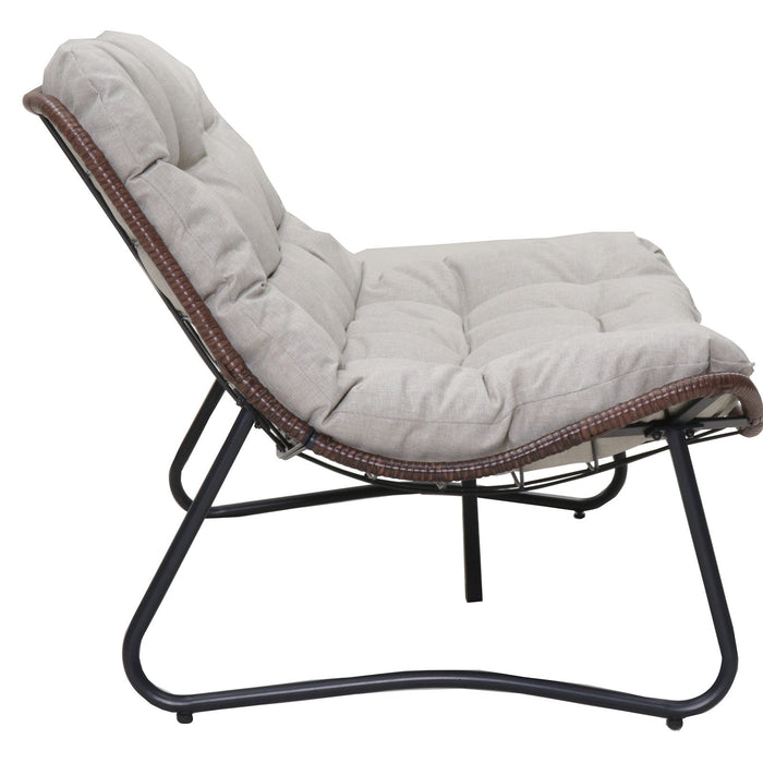 Patio Loveseat Sofa With Extra Thick Tufted Cushion - Brown