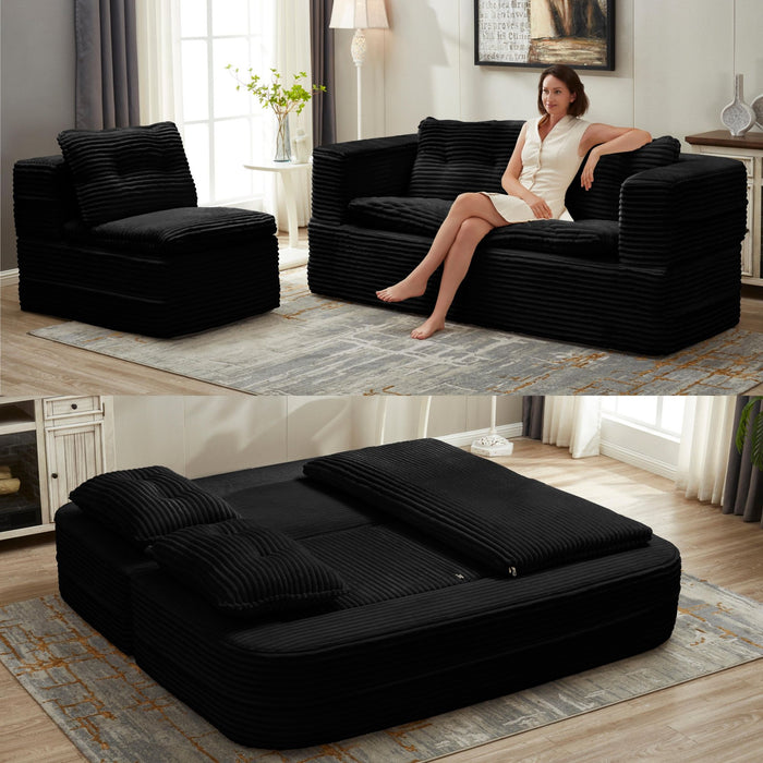 Multi Functional Sectional Sofa Bed With Independent Chaise Lounge And Functional Blanket