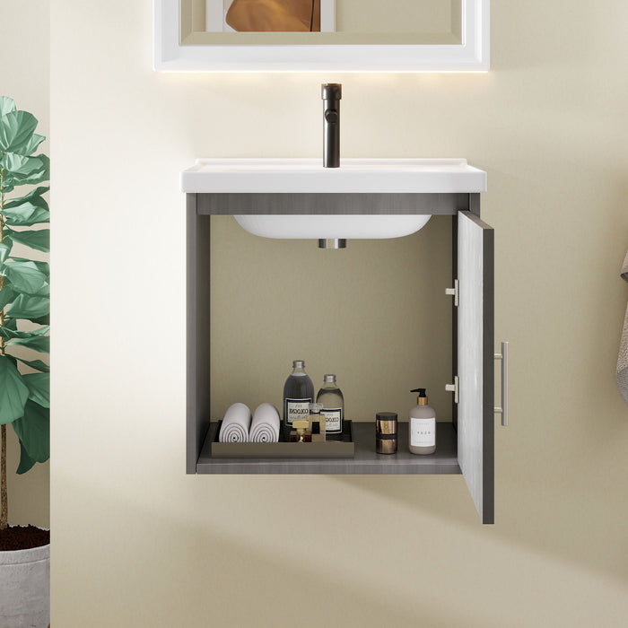 Floating Bathroom Vanity Combo, Wall Mounted Cabinet With Sink & Soft Close Doors For Small Bathrooms