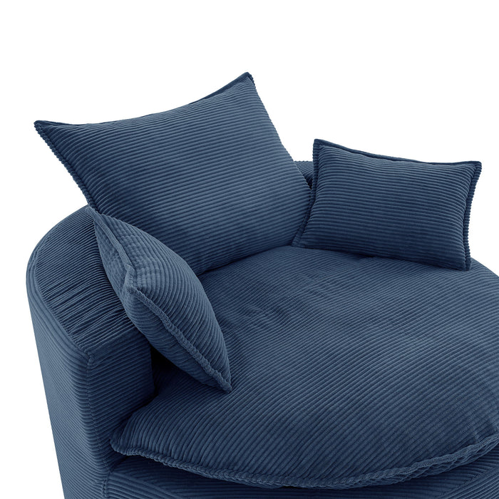 360° Swivel Accent Barrel Chair With Dual Layer Cushion And 3 Removable Pillows