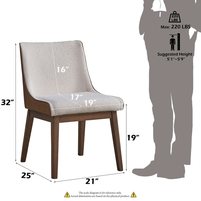 Ginny - Boucle Velvet Side Chair (Set of 2) - Walnut
