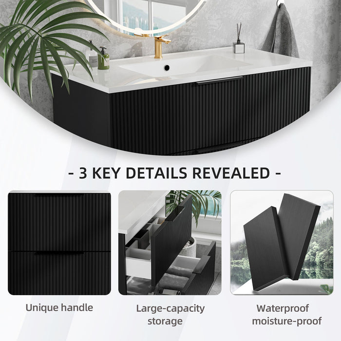 Modern Wall Mounted Floating Bathroom Vanity With Sink And Drawers