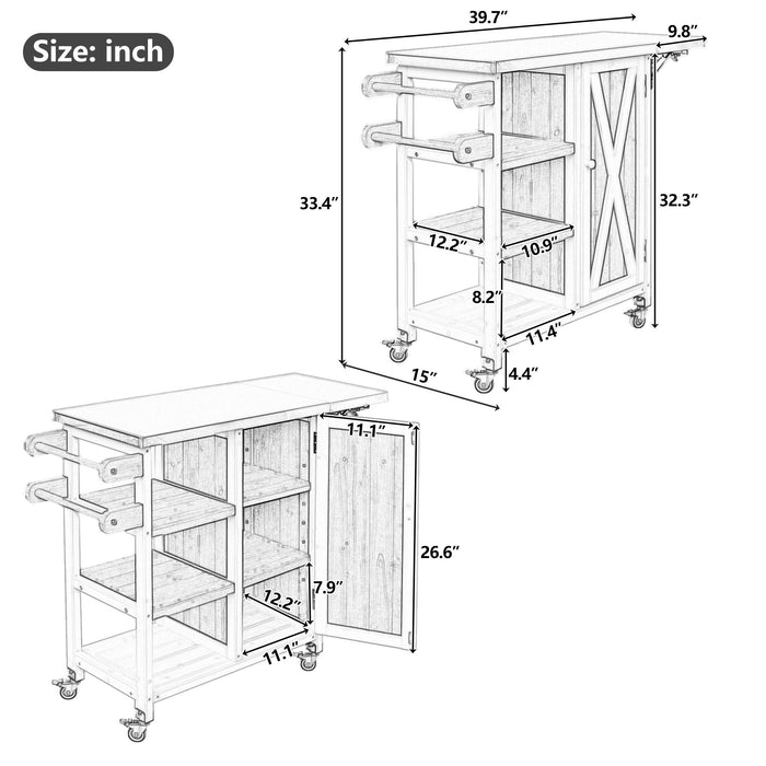 Foldable Outdoor Kitchen Island With Storage Cabinet