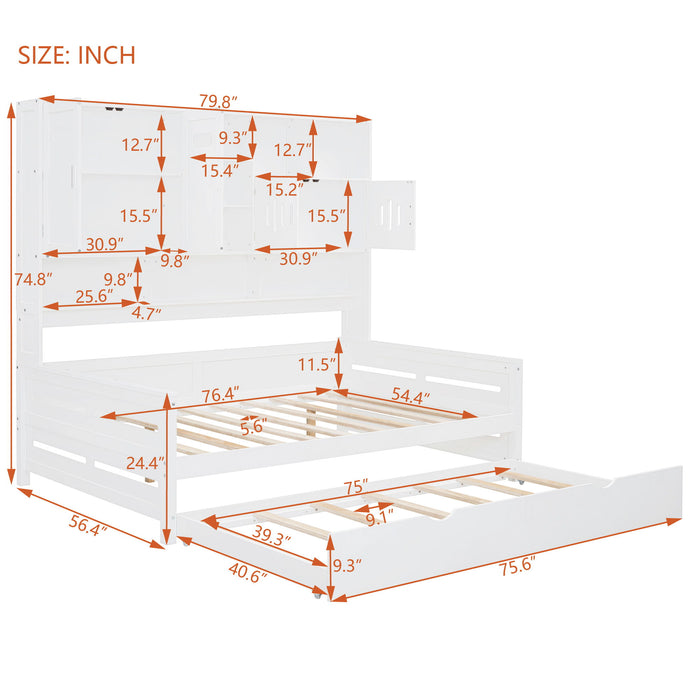 Daybed With All-In-One Cabinet And Shelf