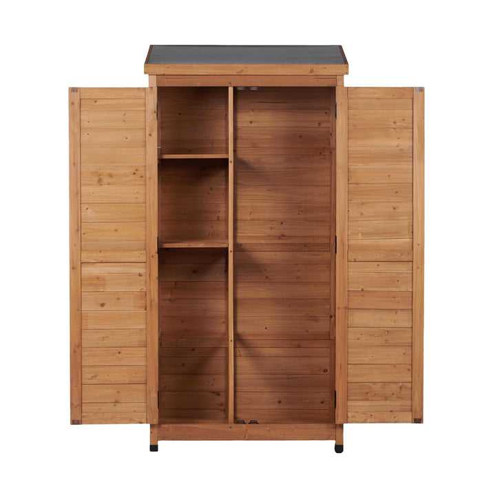 Outdoor Storage Shed With Vertical Tool Cabinet For Backyard