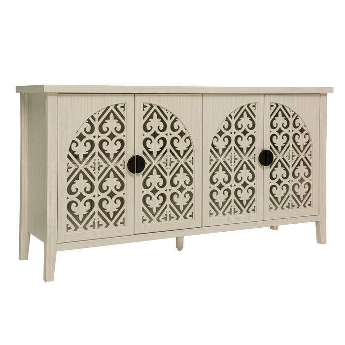 Hollowed Out Cabinet With 4 Doors, Suitable For Bedroom - Natural