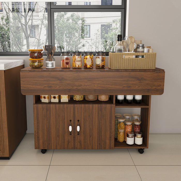 Multi Functional Folding Table With Storage Shelves And Wheels