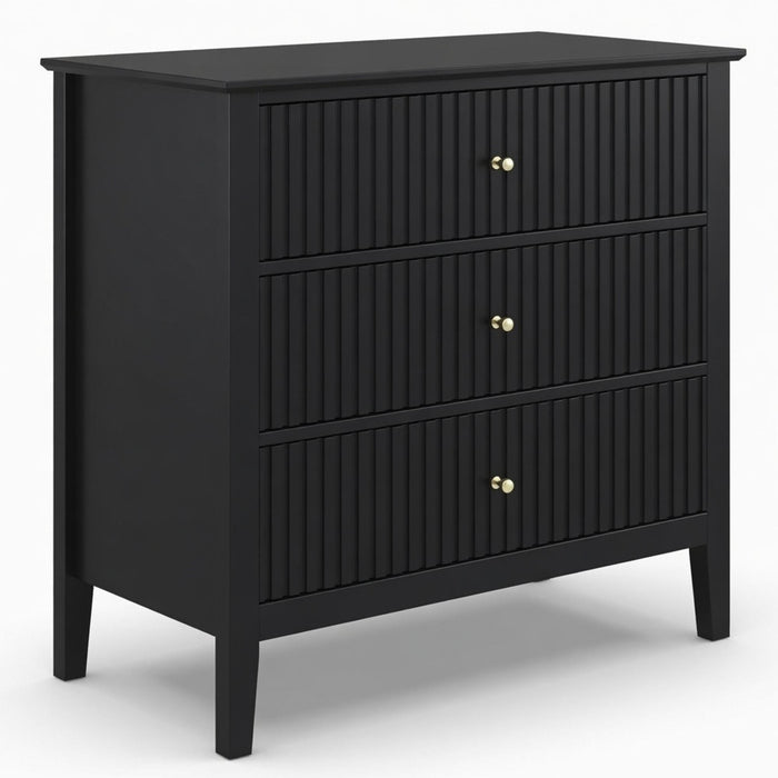 Fluted 3 Drawer Nightstand With Soft Close Slides