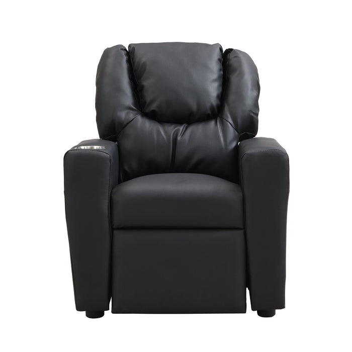 Sally Deluxe Kids Recliner Chair With Cup Holder - Black