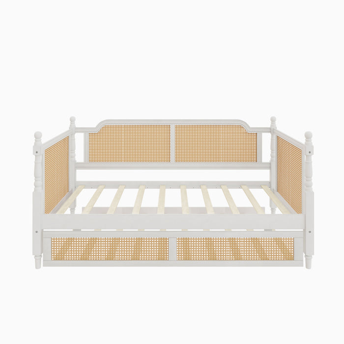 Traditional Style Rattan Daybed, No Box Spring Needed